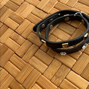 Leather wrap bracelet with stones